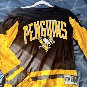 Old Time Hockey Women's Penguins Black and Gold Jersey